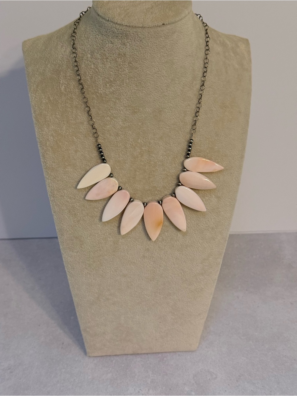 Pink Conch Teardrop Statement Necklace